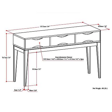 Simpli Home Harper Solid Hardwood Console Sofa Table in White