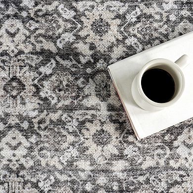 nuLOOM Fiore Medallion Machine Washable Area Rug