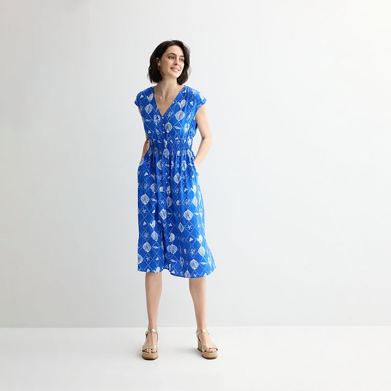Petite Sonoma Goods For Life® Smock Button Midi Dress, Women’s,