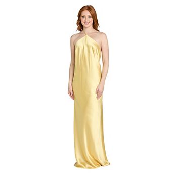 Juniors' Morgan and Co Long High-Neck Charmeuse Gown