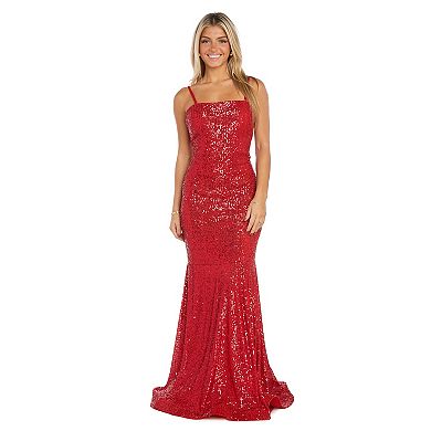 Juniors' Morgan and Co Long Strapless Sequin Dress