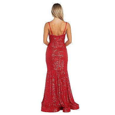 Juniors' Morgan and Co Long Strapless Sequin Dress