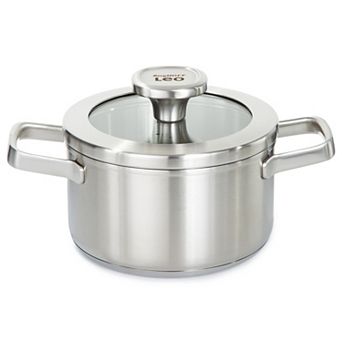 BergHOFF Leo Graphite Recycled 18/10 Stainless Steel 1.7-qt Stockpot with Glass Lid