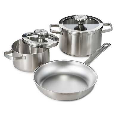 BergHOFF Leo Graphite Recycled 18/10 Stainless Steel 1.7-qt. Stockpot with Glass Lid