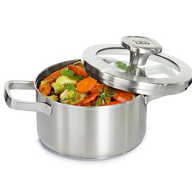 BergHOFF Leo Graphite Recycled 18/10 Stainless Steel 1.7-qt. Stockpot with Glass Lid
