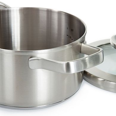 BergHOFF Leo Graphite Recycled 18/10 Stainless Steel 1.7-qt. Stockpot with Glass Lid
