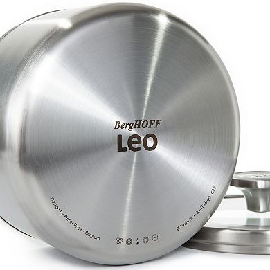 BergHOFF Leo Graphite Recycled 18/10 Stainless Steel 1.7-qt. Stockpot with Glass Lid