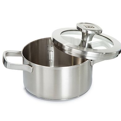 BergHOFF Leo Graphite Recycled 18/10 Stainless Steel 1.7-qt. Stockpot with Glass Lid