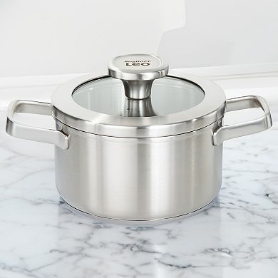 BergHOFF Leo Graphite Recycled 18/10 Stainless Steel 1.7-qt. Stockpot with Glass Lid