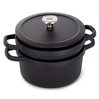 BergHOFF Leo Graphite Enamel Cast Iron Round 10.25-in. Grill Pan