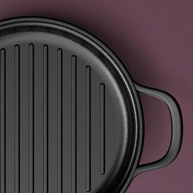 BergHOFF Leo Graphite Enamel Cast Iron Round 10.25-in. Grill Pan