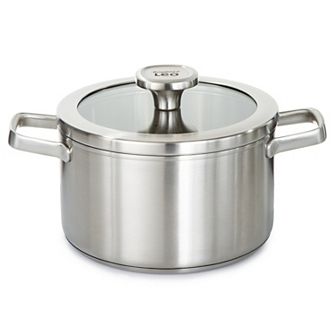 BergHOFF Leo Graphite Recycled 18/10 Stainless Steel 3.6-qt Stockpot with Glass Lid