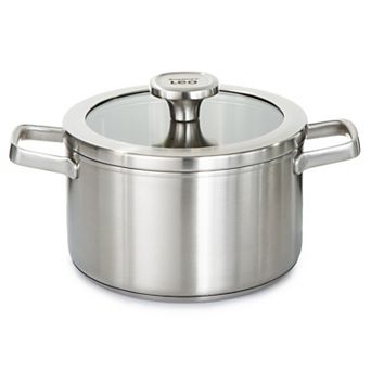 BergHOFF Leo Graphite Recycled 18/10 Stainless Steel 3.6-qt Stockpot with Glass Lid