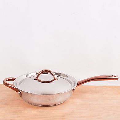 BergHOFF Ouro Gold 18/10 Stainless Steel 9.5" 3.1qt. Deep Skillet with Stainless Steel Lid