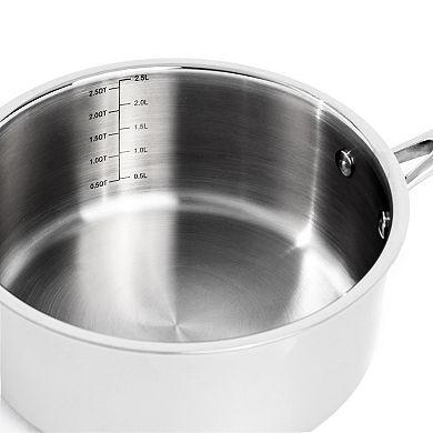 BergHOFF Professional Tri-Ply 18/10 Stainless Steel 8-in. 3.3-qt. Saucepan with Lid