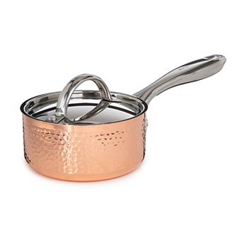 BergHOFF Vintage Hammered Tri-Ply Copper 5.5 in 1-qt Saucepan with Lid