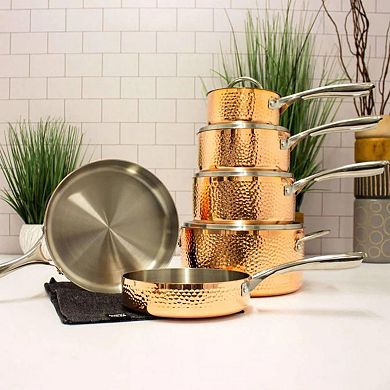 BergHOFF Vintage Hammered Tri-Ply Copper 5.5-in. 1-qt. Saucepan with Lid