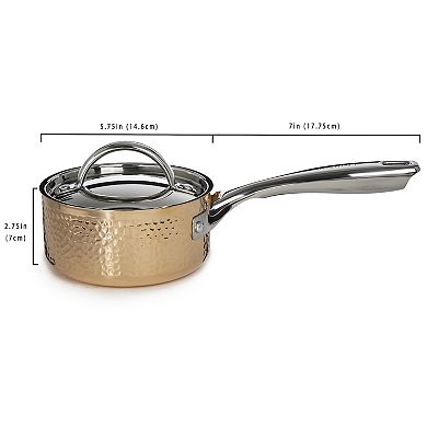 BergHOFF Vintage Hammered Tri-Ply Copper 5.5-in. 1-qt. Saucepan with Lid