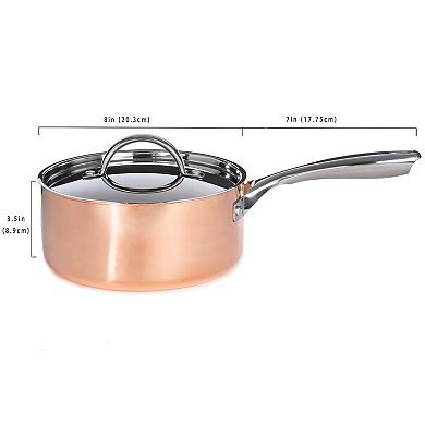 BergHOFF Vintage Polished Tri-Ply Copper 8-in. 3-qt. Saucepan with Lid