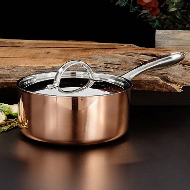 BergHOFF Vintage Polished Tri-Ply Copper 8-in. 3-qt. Saucepan with Lid