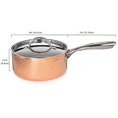 BergHOFF Vintage Hammered Tri-Ply Copper 8-in. 3-qt. Saucepan with Lid