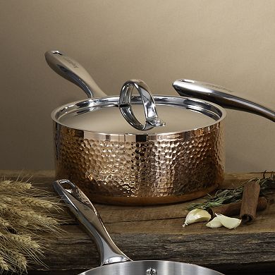 BergHOFF Vintage Hammered Tri-Ply Copper 8-in. 3-qt. Saucepan with Lid
