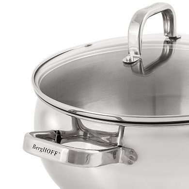 BergHOFF Belly Shape 18/10 Stainless Steel 9.5" 5.5qt. Stock Pot with Glass Lid