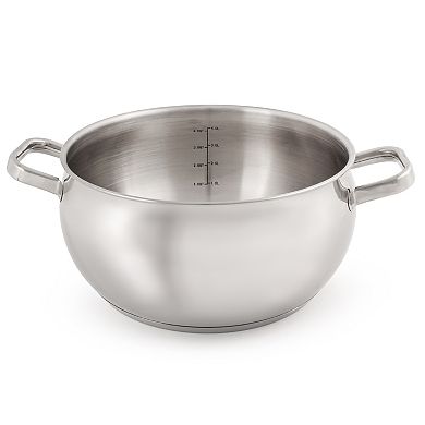 BergHOFF Belly Shape 18/10 Stainless Steel 9.5" 5.5qt. Stock Pot with Glass Lid