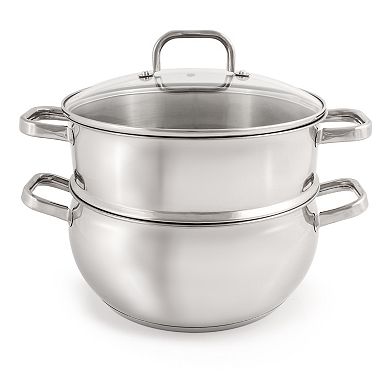 BergHOFF Belly Shape 18/10 Stainless Steel 9.5" 5.5qt. Stock Pot with Glass Lid