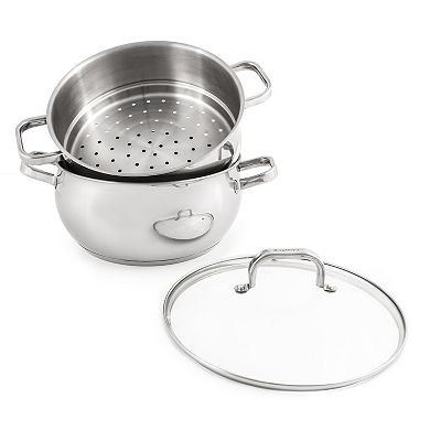 BergHOFF Belly Shape 18/10 Stainless Steel 9.5" 5.5qt. Stock Pot with Glass Lid