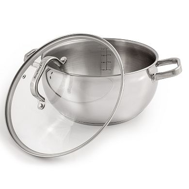 BergHOFF Belly Shape 18/10 Stainless Steel 9.5" 5.5qt. Stock Pot with Glass Lid
