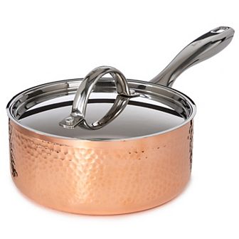 BergHOFF Vintage Hammered Tri-Ply Copper 7 in 2-qt Saucepan with Lid