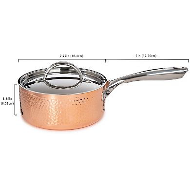 BergHOFF Vintage Hammered Tri-Ply Copper 7-in. 2-qt. Saucepan with Lid