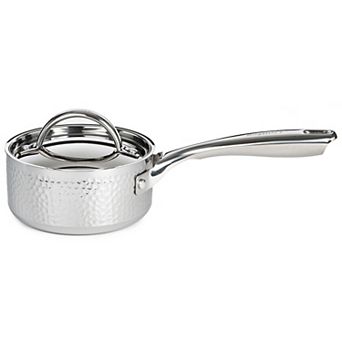 BergHOFF Vintage Hammered Tri-Ply 18/10 Stainless Steel 5.5 in 1-qt Saucepan with Lid