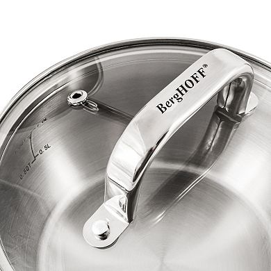 BergHOFF Belly Shape 18/10 Stainless Steel 6.25" 1.5qt. Sauce Pan with Glass Lid