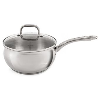 BergHOFF Belly Shape 18/10 Stainless Steel 8 in 3.2-qt Saucepan with Glass Lid