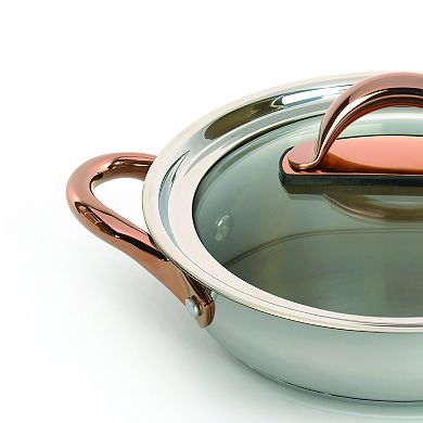 BergHOFF Ouro Stainless Steel 3.1-qt. Deep Skillet & Glass Lid