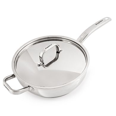 BergHOFF Belly Shape 18/10 Stainless Steel 9.5-in. 3.2-qt. Deep Skillet with Lid