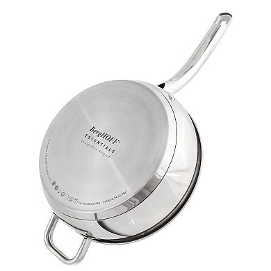 BergHOFF Belly Shape 18/10 Stainless Steel 9.5-in. 3.2-qt. Deep Skillet with Lid