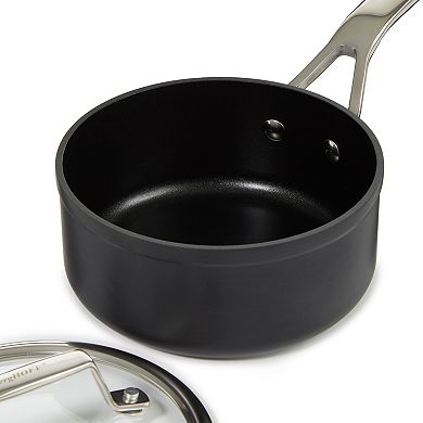 BergHOFF Essentials Nonstick Hard Anodized 6.25" Saucepan 1.3qt. With Glass Lid