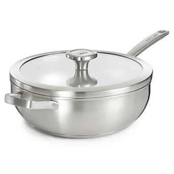 BergHOFF Leo Graphite 18/10 Stainless Steel 11 in 5.2-qt Wok Pan with Glass Lid