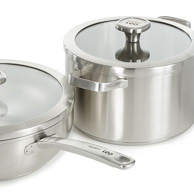 BergHOFF Leo Graphite 18/10 Stainless Steel 11-in. 5.2-qt. Wok Pan with Glass Lid
