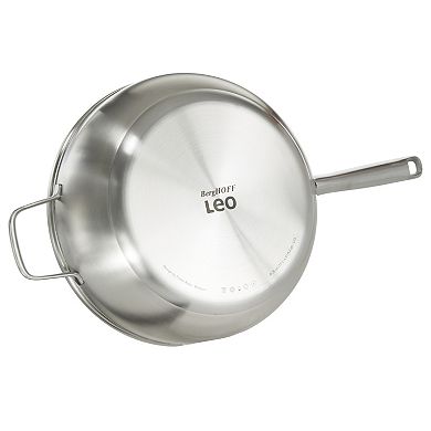 BergHOFF Leo Graphite 18/10 Stainless Steel 11-in. 5.2-qt. Wok Pan with Glass Lid