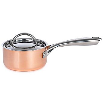 BergHOFF Vintage Polished Tri-Ply Copper 5.5 in 1-qt Saucepan with Lid
