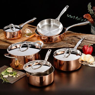 BergHOFF Vintage Polished Tri-Ply Copper 5.5-in. 1-qt. Saucepan with Lid