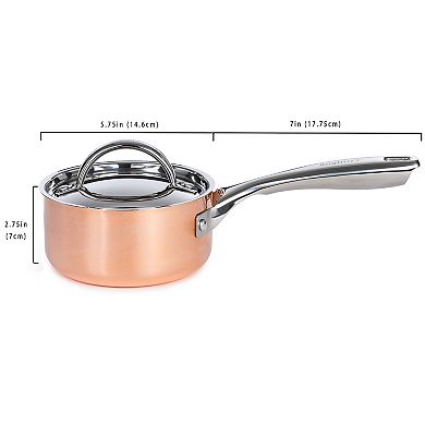 BergHOFF Vintage Polished Tri-Ply Copper 5.5-in. 1-qt. Saucepan with Lid