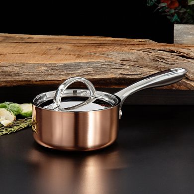 BergHOFF Vintage Polished Tri-Ply Copper 5.5-in. 1-qt. Saucepan with Lid