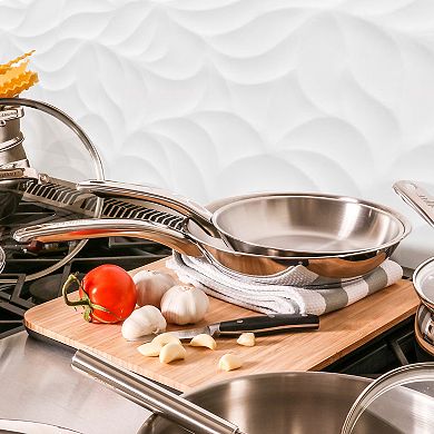 BergHOFF Belly Shape 18/10 Stainless Steel 10.5" 2.5qt. Skillet with Glass Lid