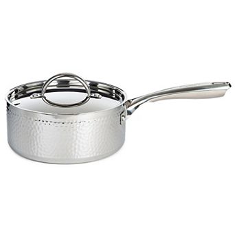 BergHOFF Vintage Hammered Tri-Ply 18/10 Stainless Steel 8 in 3-qt Saucepan with Lid