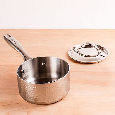 BergHOFF Vintage Hammered Tri-Ply 18/10 Stainless Steel 8-in. 3-qt. Saucepan with Lid